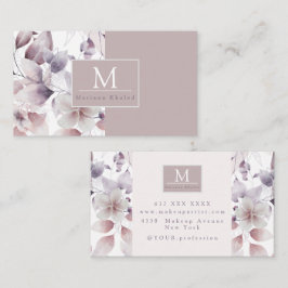 フローラ鳥紫と白の自然モノグラム名 名刺