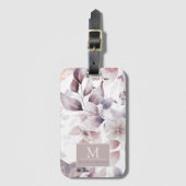 フローラ鳥紫と白の自然赤ちゃんシャワー ラゲッジタグ (正面縦)