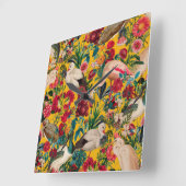 フローラ鳥類第十八号 スクエア壁時計 (傾斜)