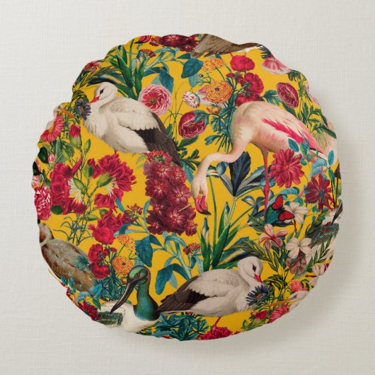 フローラ鳥類第十八号 ラウンドクッション (正面)