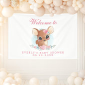 フローラ鹿かわいいウッドランドドードベイビーシャワーウェルカム 横断幕