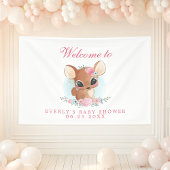 フローラ鹿かわいいウッドランドドードベイビーシャワーウェルカム 横断幕
