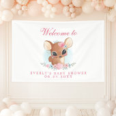 フローラ鹿かわいいウッドランドドードベイビーシャワーウェルカム 横断幕