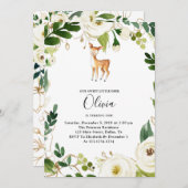 フローラ鹿の誕生日パーティーの招待 招待状 (正面/裏面)