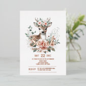 フローラ鹿の赤ちゃんシャワー 箔招待状 (立ち正面)