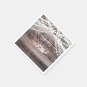 フローラ鹿の〔雄ジカの〕枝角とストリングライトの素朴パーティー スタンダードカクテルナプキン (角)