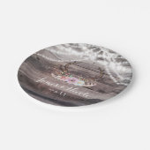 フローラ鹿の〔雄ジカの〕枝角とストリングライトの素朴パーティー ペーパープレート (アングル)