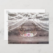 フローラ鹿の〔雄ジカの〕枝角&ストリングライト日付を保存 案内ポストカード (正面/裏面)