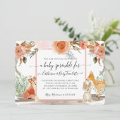 フローラ鹿キツネラビットウッドランドベビーガールシャワー 招待状 (スタンド正面)