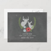 フローラ鹿チョークインスパイア日付を保存 案内ポストカード (正面/裏面)