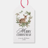 フローラ鹿メリーエレガントモダンクリスマス ギフトタグ (正面)