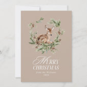 フローラ鹿メリーエレガントモダンクリスマス シーズンカード (正面)