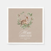 フローラ鹿メリーエレガントモダンクリスマス スタンダードカクテルナプキン (正面)