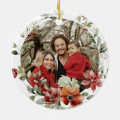 フローラ鹿メリーエレガントモダンクリスマス セラミックオーナメント (裏面)