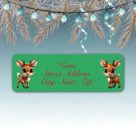 フローラ鹿、フローラ子鹿、雌鹿、トナカイ🦌🎄緑 ラベル