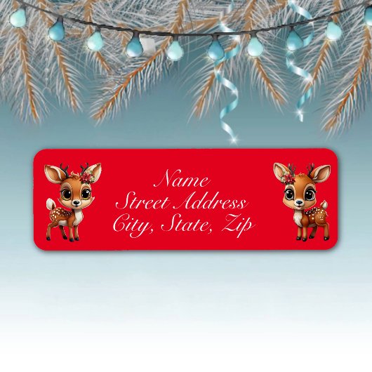 フローラ鹿、フローラ子鹿、雌鹿、トナカイ🦌🎄赤 ラベル