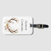 フローラ鹿〔雄ジカの〕枝角女性のカーボーイ ラゲッジタグ (正面横)