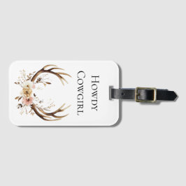 フローラ鹿〔雄ジカの〕枝角女性のカーボーイ ラゲッジタグ