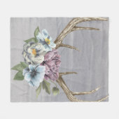 フローラ鹿〔雄ジカの〕枝角 フリースブランケット (正面(横))