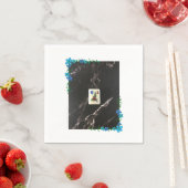 フローラ麻雀ナプキンと青いアクセント スタンダードカクテルナプキン (インサイチュ)