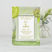 フローラ黄と緑結婚色 招待状 (スタンド正面)