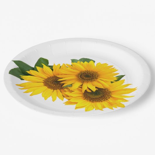 フローラ黄ひまわり結婚- s / パーティー花 ペーパープレート (アングル)