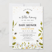 フローラ黄男女兼用蜜蜂ベビーシャワー 招待状 (正面)