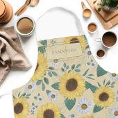 フローラ黄色ひまわりモノグラム名 エプロン