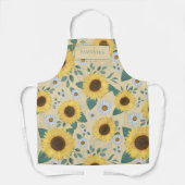 フローラ黄色ひまわりモノグラム名 エプロン (正面)