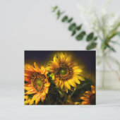 フローラ黄色ひまわり花、愛、ありがとう ポストカード (スタンド正面)