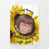 フローラ黄色ひまわり5枚フォトメモリアル 三つ折り案内状 (カバー)