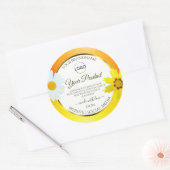 フローラ黄色オレンジ色のホワイトプロダクトラベル（ロゴ付き） ラウンドシール (封筒)