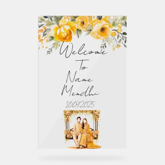 フローラ黄色メンディ徴候 アクリルサイン (正面)