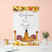 フローラ黄色メンディ徴候 アクリルサイン (ウェディング)