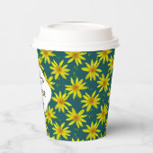 フローラ黄色ワイルドフラワー任意の色パップ上の文字 紙コップ (左)