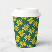 フローラ黄色ワイルドフラワー任意の色パップ上の文字 紙コップ (裏面)