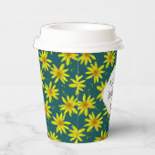 フローラ黄色ワイルドフラワー任意の色パップ上の文字 紙コップ (右)