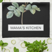 フローラ黒キッチンタオル キッチンタオル (折り畳み)