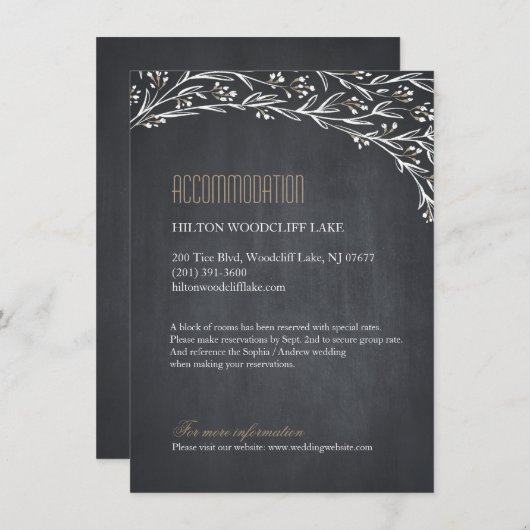 フローラ黒板結婚素朴な宿泊施設 エンクロージャーカード (正面/裏面)