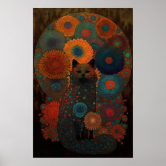 フローラ黒猫(発光シャドウイングデザイン) ポスター