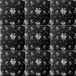 フローラ黒銀花模様浴場 タイル<br><div class="desc">黒い背景に銀色の花と忙し葉デザインを配したフローラ浴室用セラミックタイル。対応するバスルームの付属品が利用可能。A.Iを含む</div>