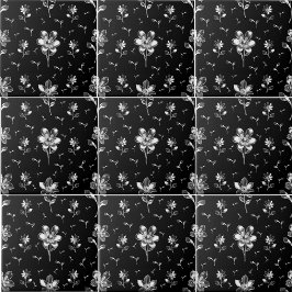 フローラ黒銀花模様浴場 タイル