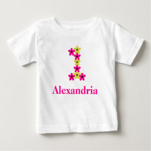 フローラ1歳の誕生日ベビーTシャツ ベビーTシャツ