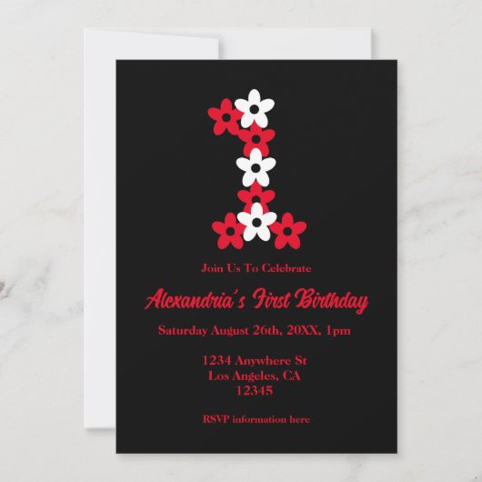 フローラ1歳 招待状 (正面)