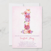 フローラ1番目の誕生日の招待カード（1番） 招待状 (正面)