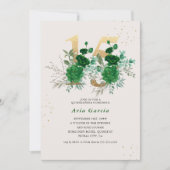 フローラ15エメラルドグリーンクリームと金ゴールドキンセアニェラ 招待状 (正面)