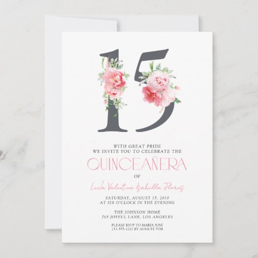 フローラ15ピンクキンセエレガントーニモダンェラ 招待状 (正面)