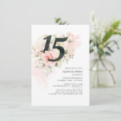 フローラ15誕生日グリーンリーピンクキンセアニェラ 招待状 (スタンド正面)