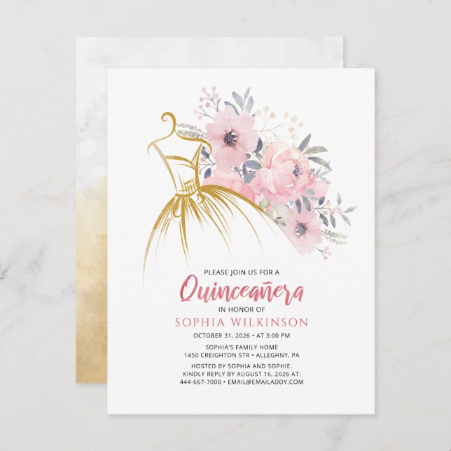 フローラ15誕生日フェイク金ゴールドドモダンレス (正面/裏面)