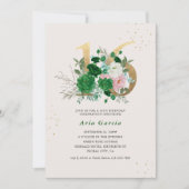 フローラ16エメラルドグリーン16th誕生日パーティー 招待状 (正面)